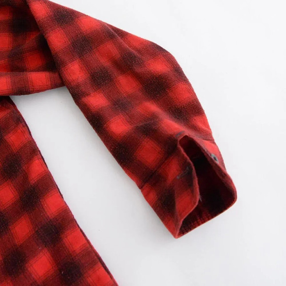 Vintage 70S Red & Black Buffalo Plaid Gorpcore Flannel Lined Button Up Shacket M - Picture 5 of 16